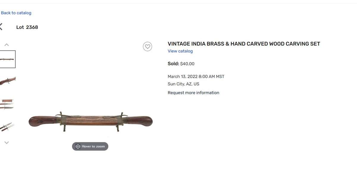 Vintage Indian Large Cased Sheathed Carving Eating Knife & Fork Cutlery Flatware Case