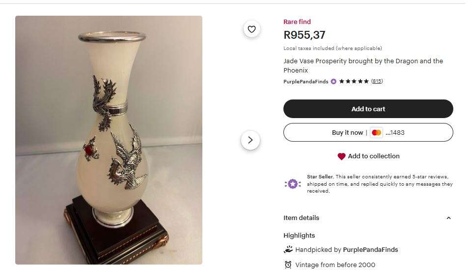 Exquisite Jade Vase - "Prosperity Brought by the Dragon and Phoenix" by Sunward Artware