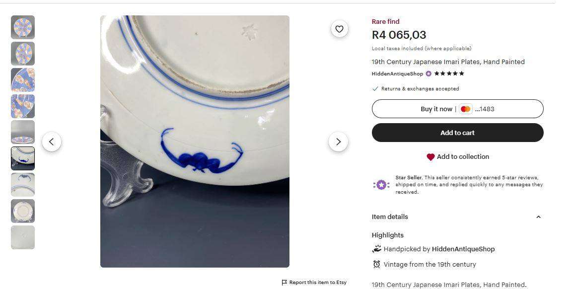 Rare Antique Meiji Japanese Arita Plate by Seiji Kaisha (1879-1897)  Impressed Mark, 21.3cm