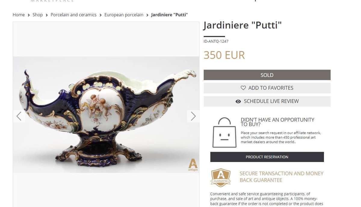 Reduced ! Rococo Majolica Jardiniere c.1934  Cobalt Blue & Turquoise Glaze, Cherubs & Swags Design