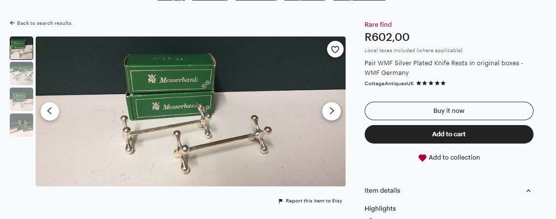 Set of 4 WMF Silver Plated Knife Rests - Art Deco Jacks Shape, 1930s Vintage German