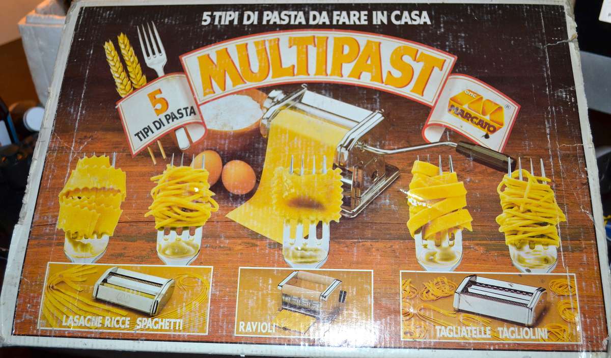 Marcato Multipast Pasta Machine + 5 Accessories Ravioli Spaghetti Etc.-