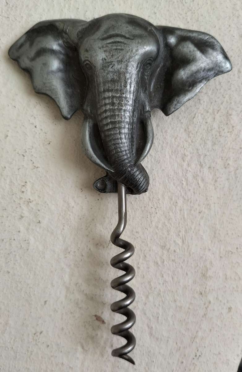 Vintage pewter corkscrew / cork screw (elephant)