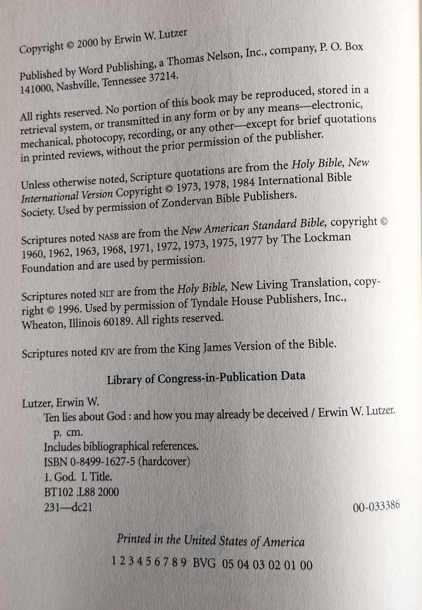 Ten lies about God (Lutzer - 2000)
