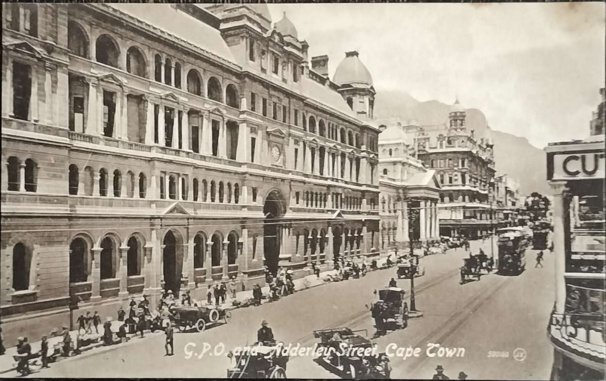Antique Post card - Cape Town - Post Office and Adderley Street