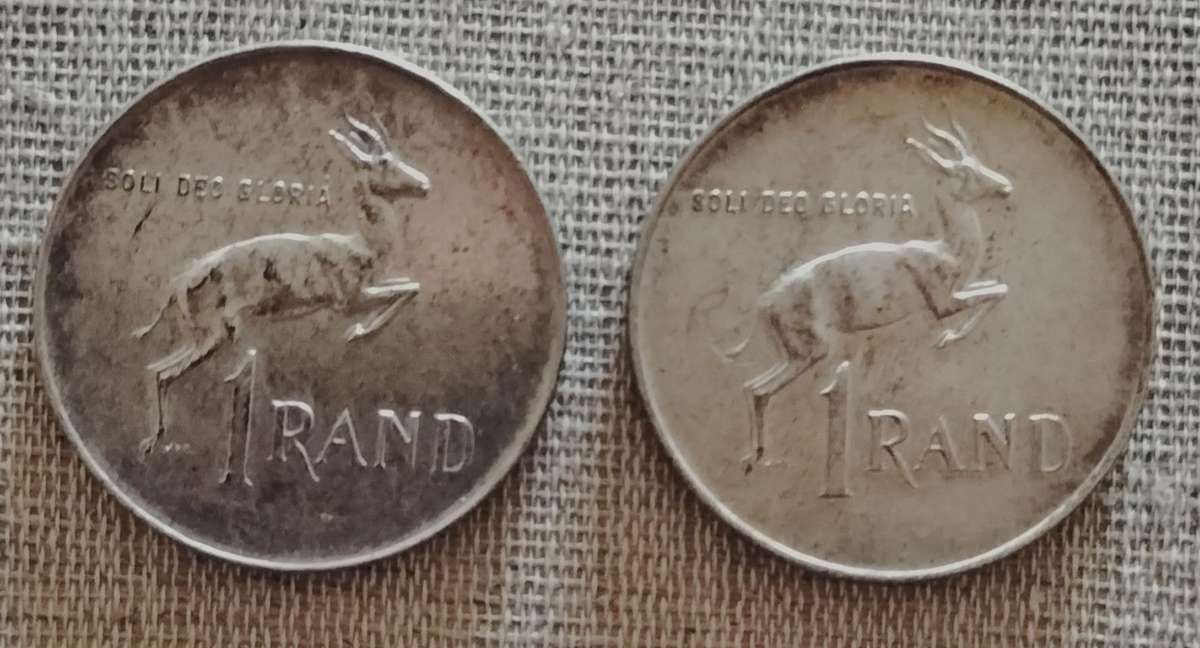 1966 - South African R1 silver coins (Afrikaans & English)