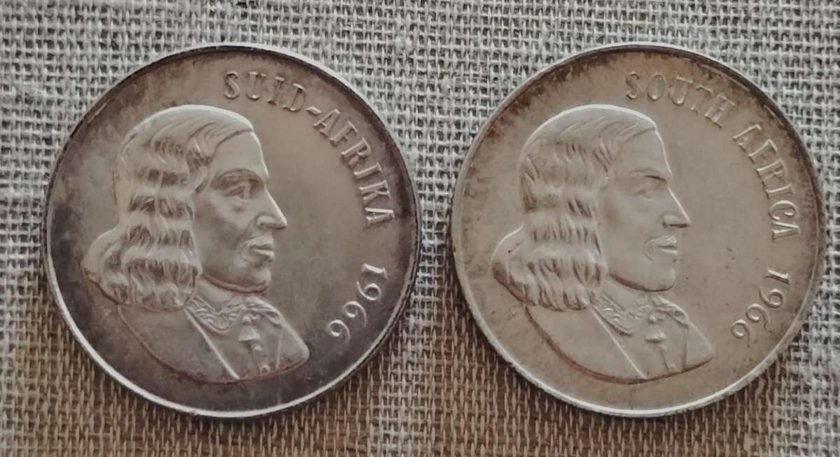 1966 - South African R1 silver coins (Afrikaans & English)