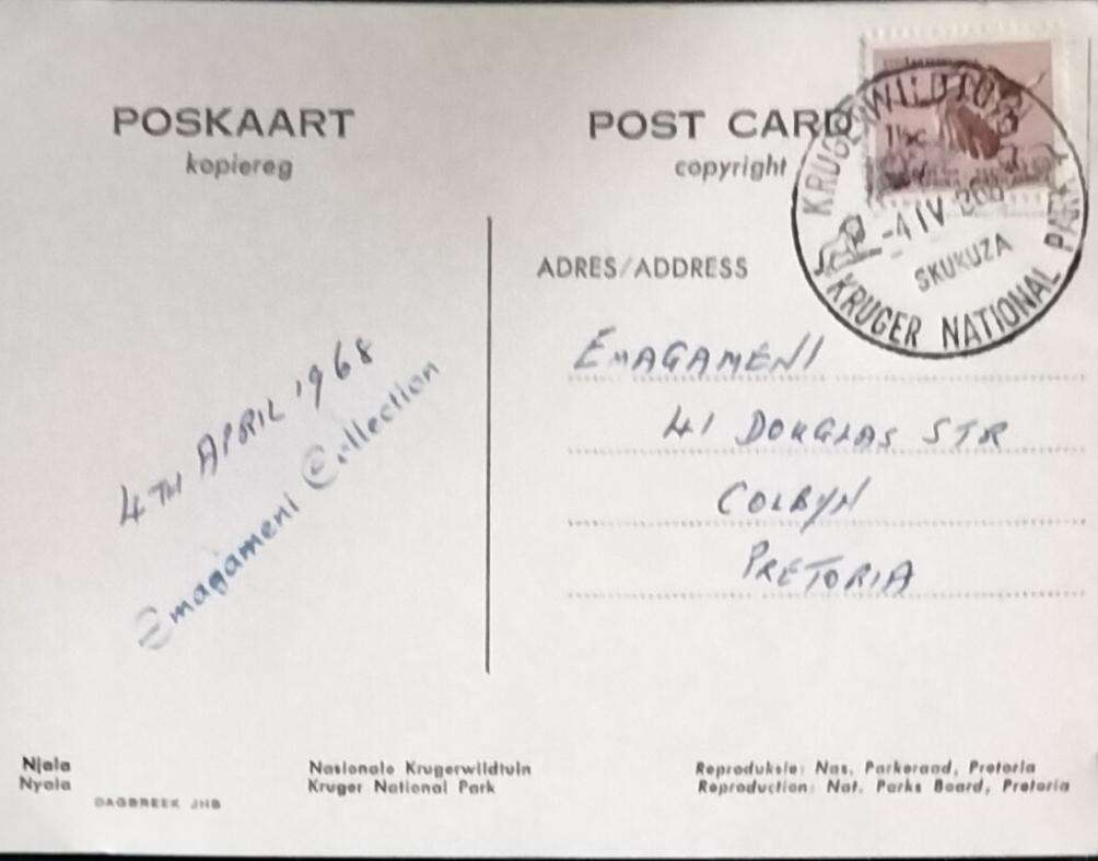 Vintage Kruger National Park Post Cards (x 4)