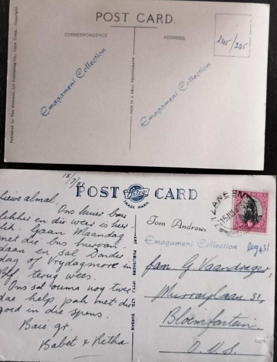 Vintage Kruger National Park black and white Post Cards (x 8)