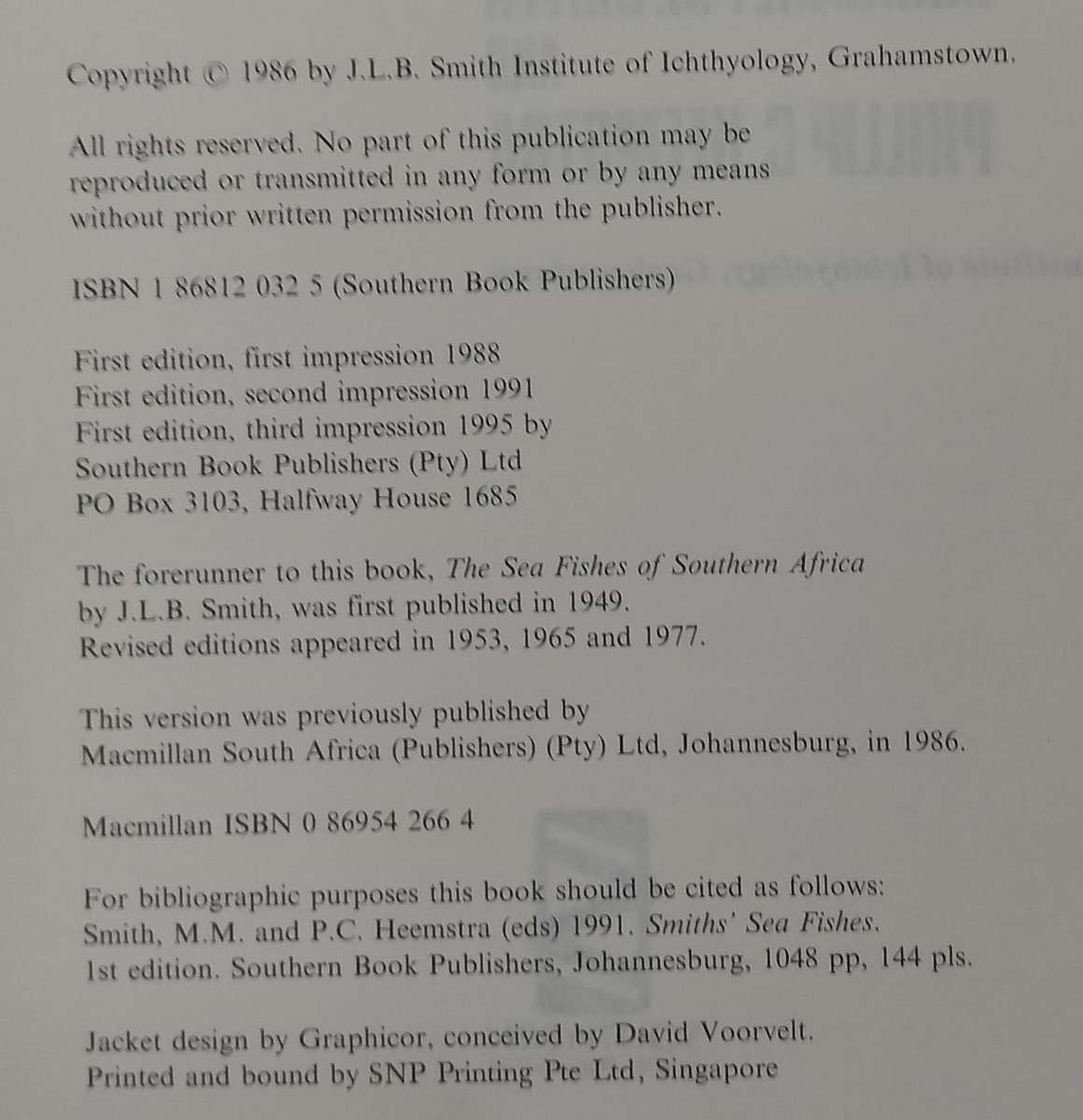 Smith's Sea fishes (Smith &Heemstra - 1995) - Third impression
