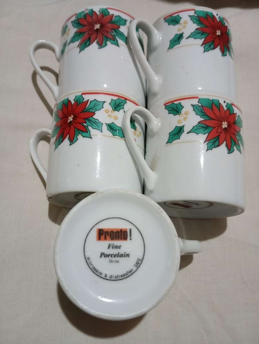 Set Of 6 Fine Porcelain Espresso Cups
