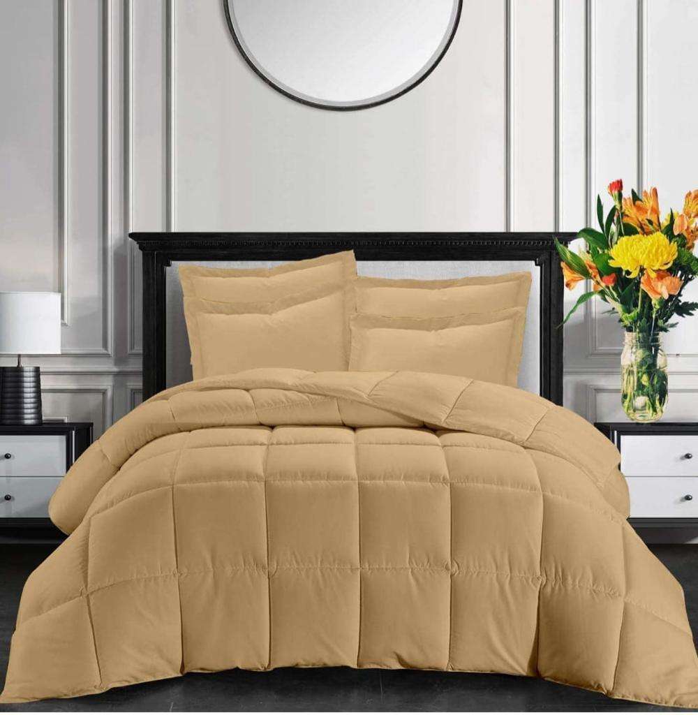 5pc Queen Comforter Set Beige