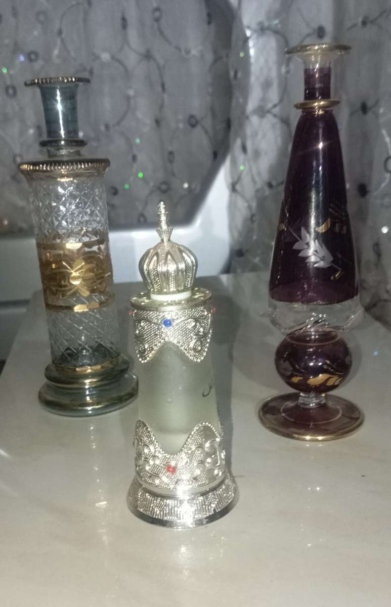 3pc Vintage Arabian Glass Bottles