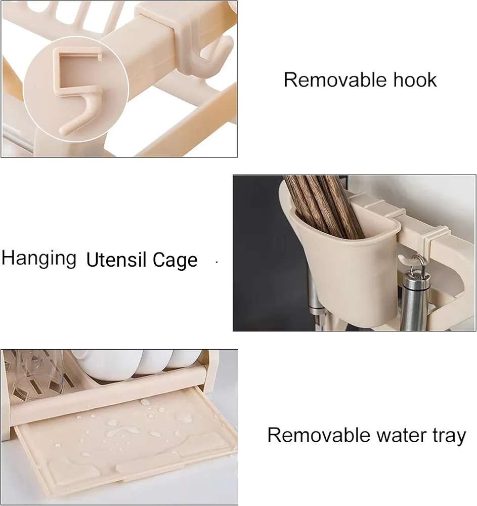 Two Tier Dish Drying Kitchen Utensil Holder