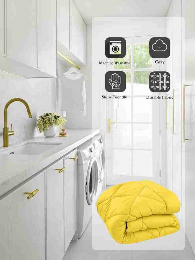 5pc Reversible Comforter Set Queen Yellow /Grey