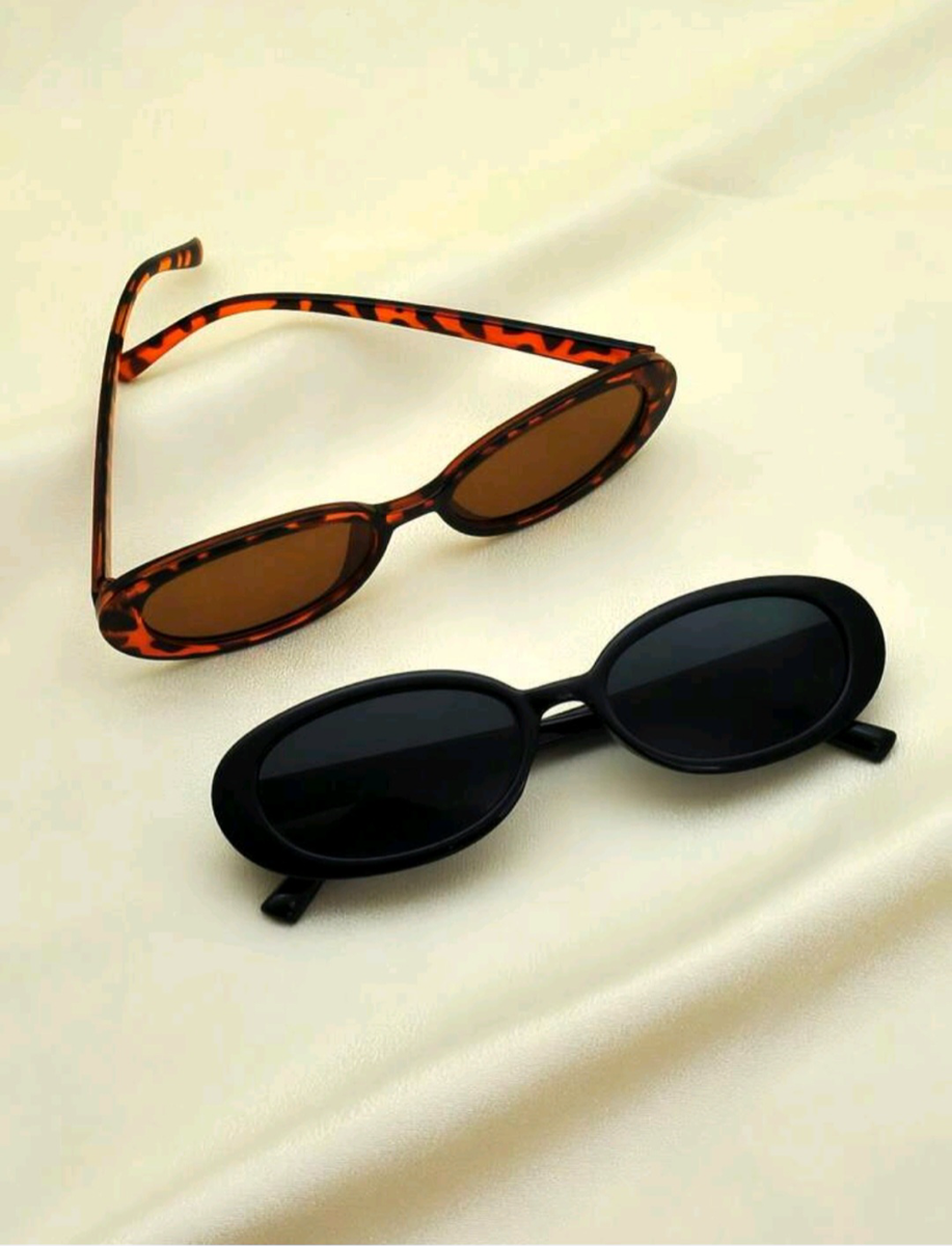 Tortoiseshell Oval Fashion Sunglasses - Set 2pc
