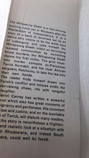 Book :  The Whispering Death - Daniel Carney , hardcover