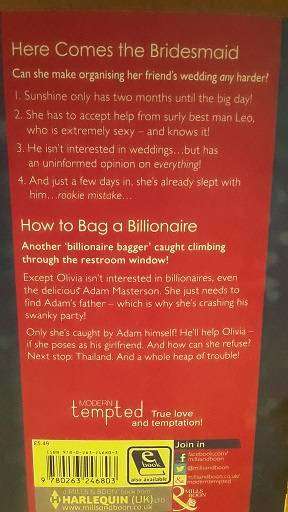 Books -  Here comes the Bridesmaid , Tremayne and How to Bag a Millionaire , Milne ( paperback )