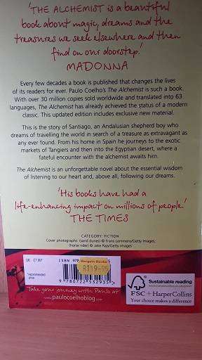 Books :  The Alchemist , Paulo Coelho ( paperback )