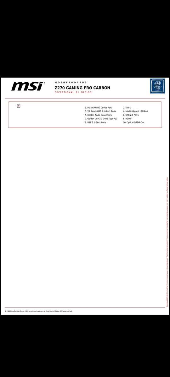 MSI Z270 Gaming Pro Carbon LGA1151