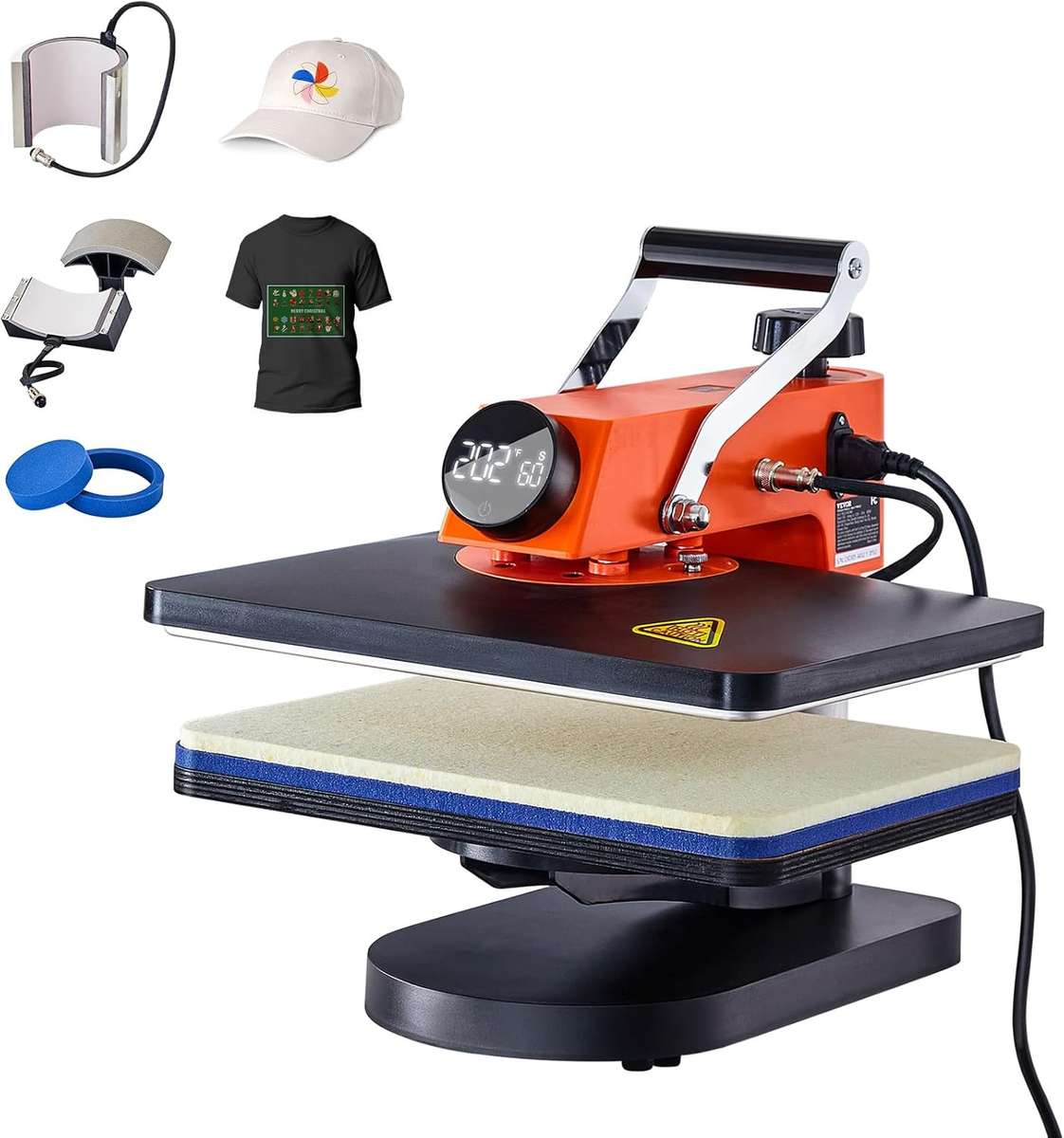 VEVOR 5-in-1 Digital Heat Press Machine 380mm x 290mm Sublimation Press for T-Shirts Mugs, Hats & ..