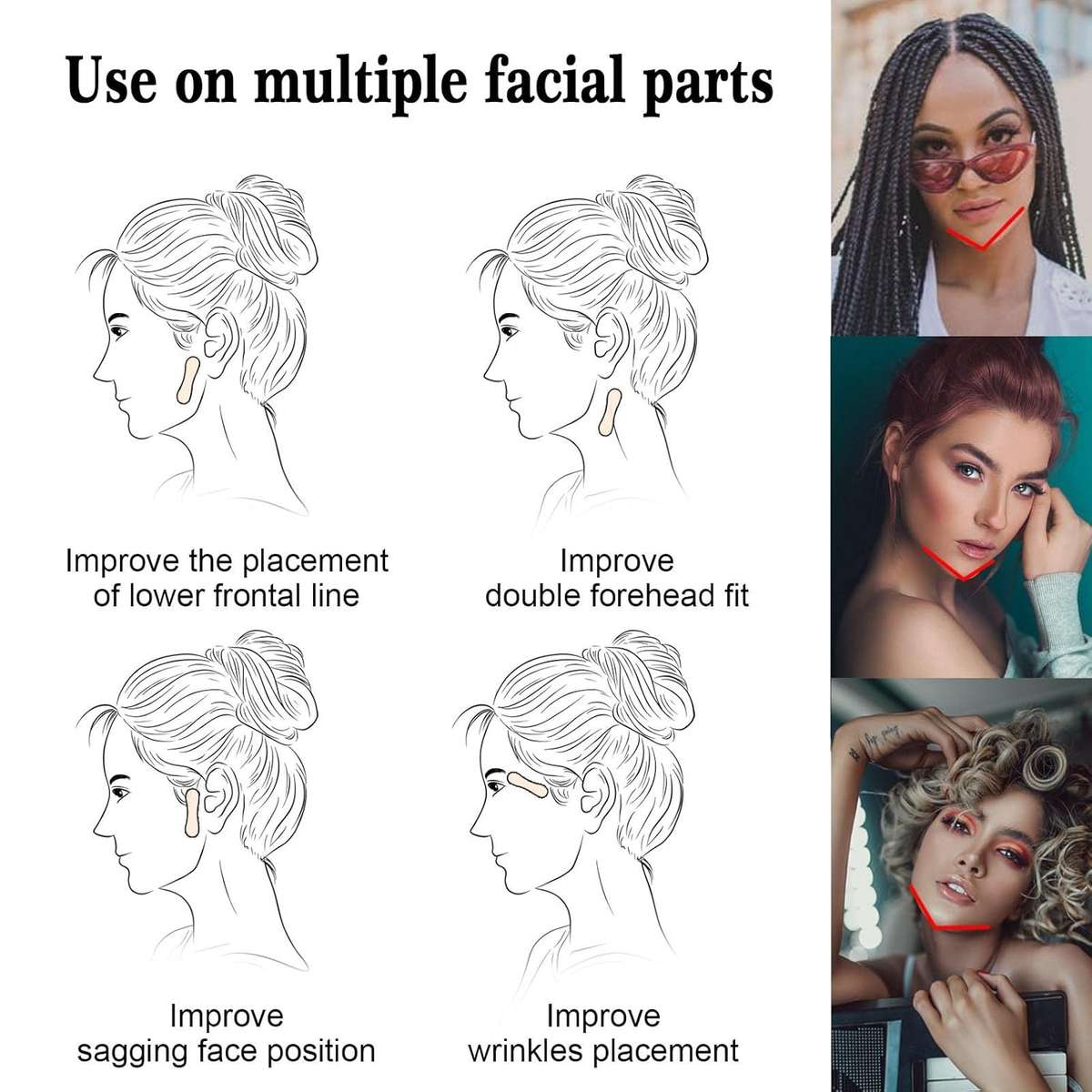 V-Shaped Invisible Tape Face Lift Tape for Wrinkles (40 Patches)