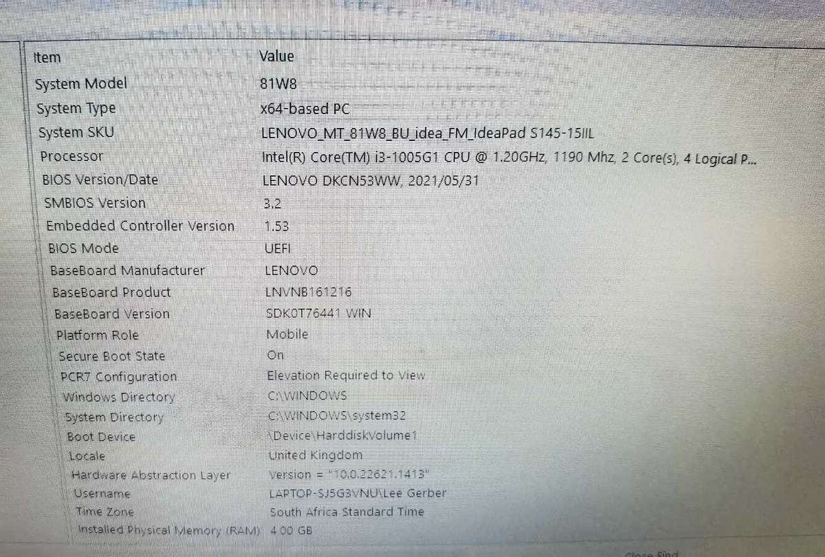 Lenovo 81W8 corei3 8th gen