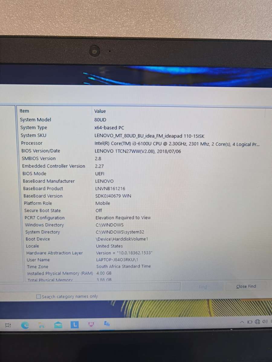 lenovo ideapad 110 80UD  corei3 6th generation