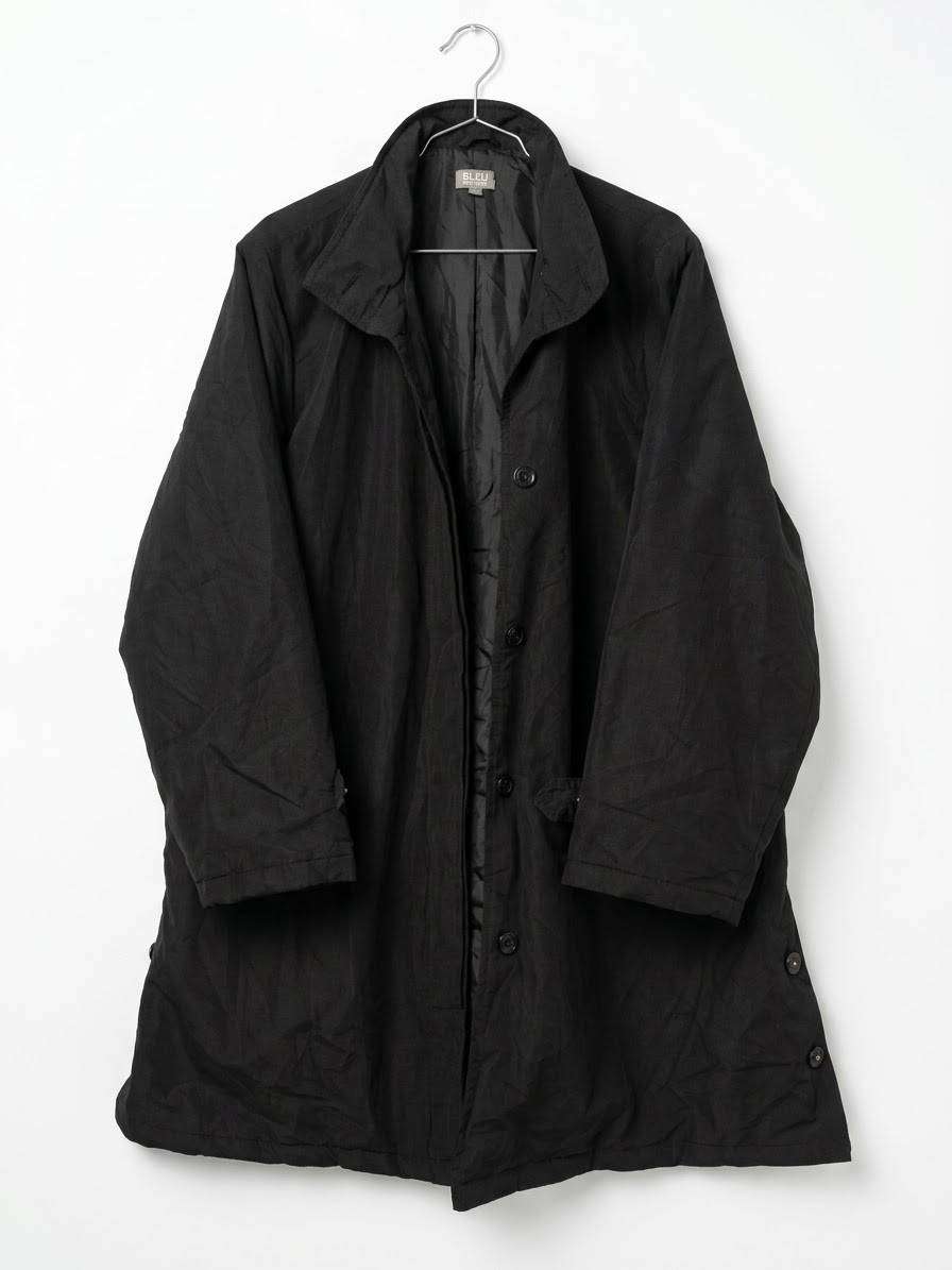 Bleu Bonheur Black Long Button-Down Coat - Size Medium