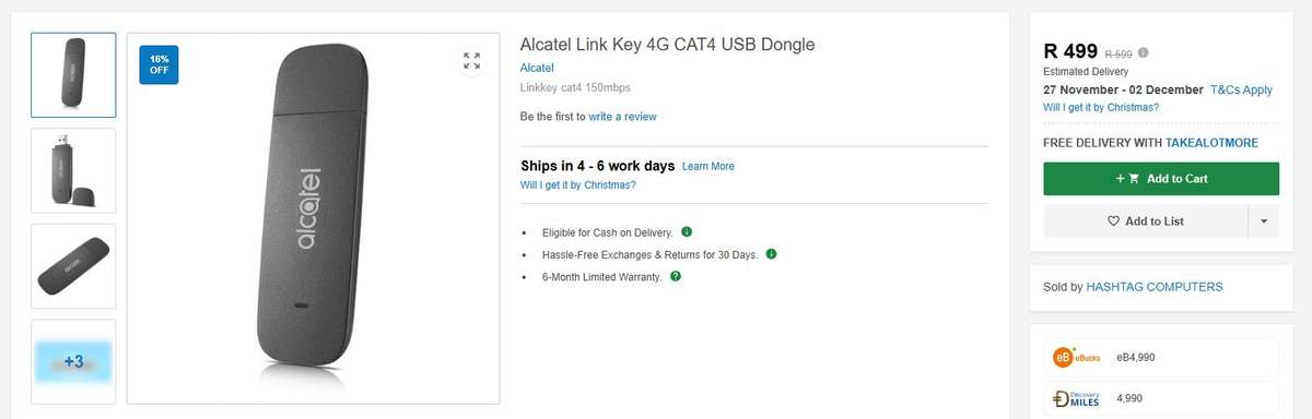 *5 UP FOR GRABZ!* ALCATEL LINK KEY 4G CAT4 150 Mbps DONGLE (ALL NETWORKS)