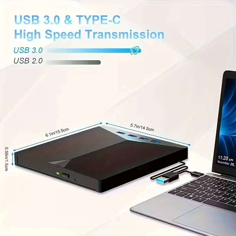 7-in-1 USB 3.0 Portable CD/DVD Burner & RW Drive