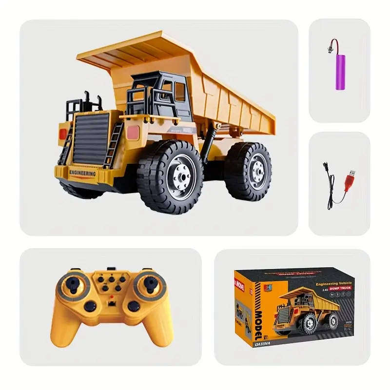 RC Dump Truck Toy  Heavy-Duty Remote-Controlled Construction Vehicle