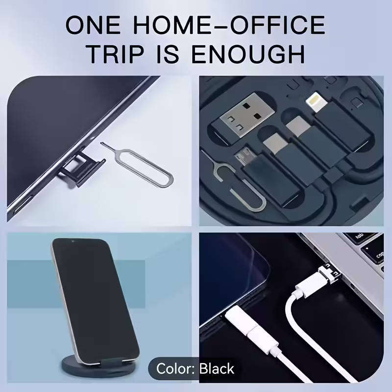All-in-One USB-C Travel Toolkit Case | Phone Stand + Adapters + SIM Storage