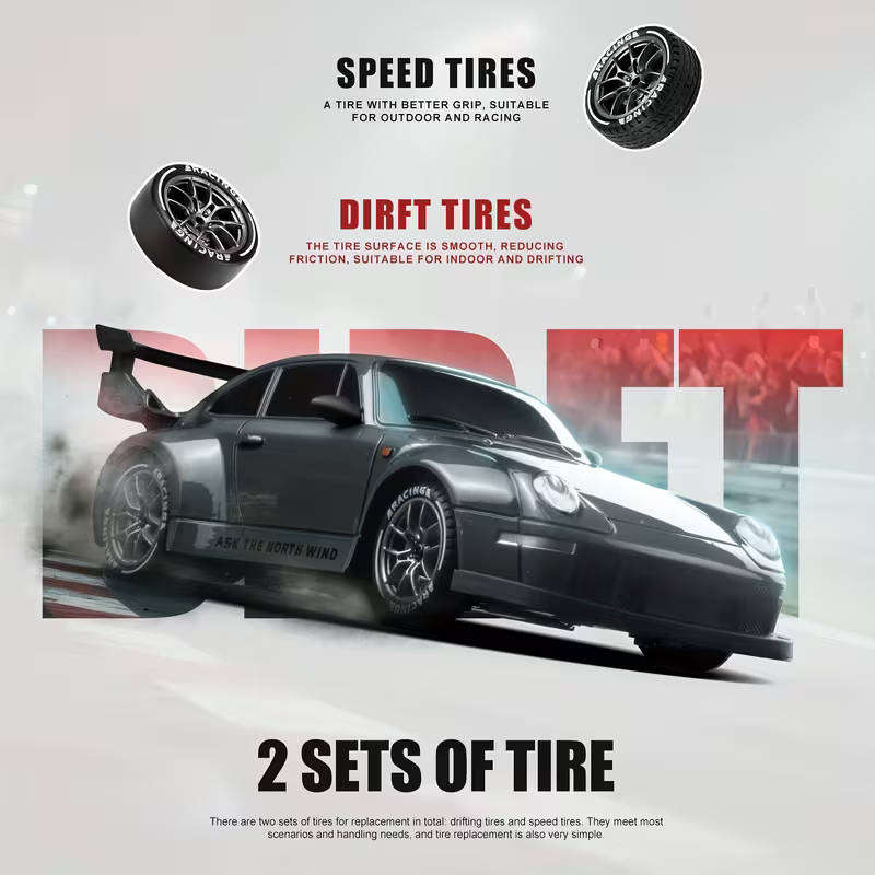 RC Porsche 911 Themed Drift Racer Kit  1:24