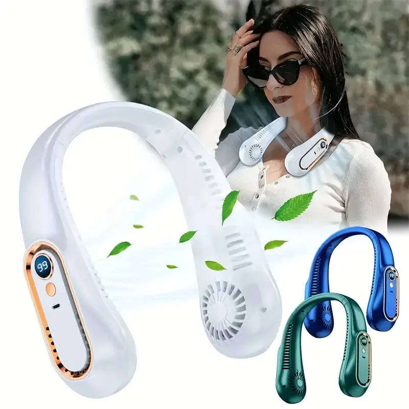 Portable USB Neck Hanging Fan  Bladeless, Wearable, Rechargeable