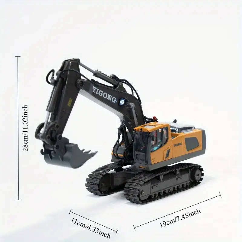 RC Excavator Toy  11CH Hydraulic Arm with Alloy Bucket & Sand-Climbing Power