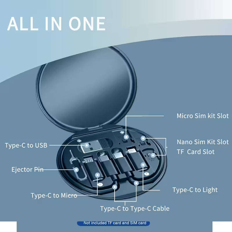 All-in-One USB-C Travel Toolkit Case | Phone Stand + Adapters + SIM Storage