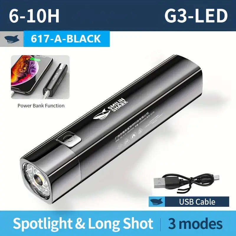 SMILING SHARK 617A Ultra Bright LED Flashlight + Powerbank Combo