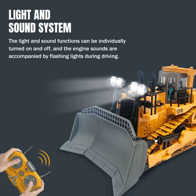RC Bulldozer  Construction Vehicle with Lights & Sounds