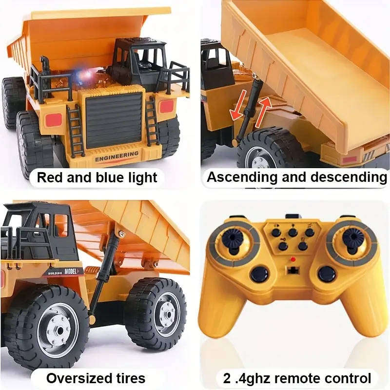 RC Dump Truck Toy  Heavy-Duty Remote-Controlled Construction Vehicle