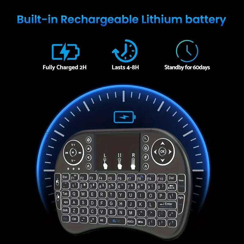 Rechargeable Mini Wireless Keyboard with Touchpad