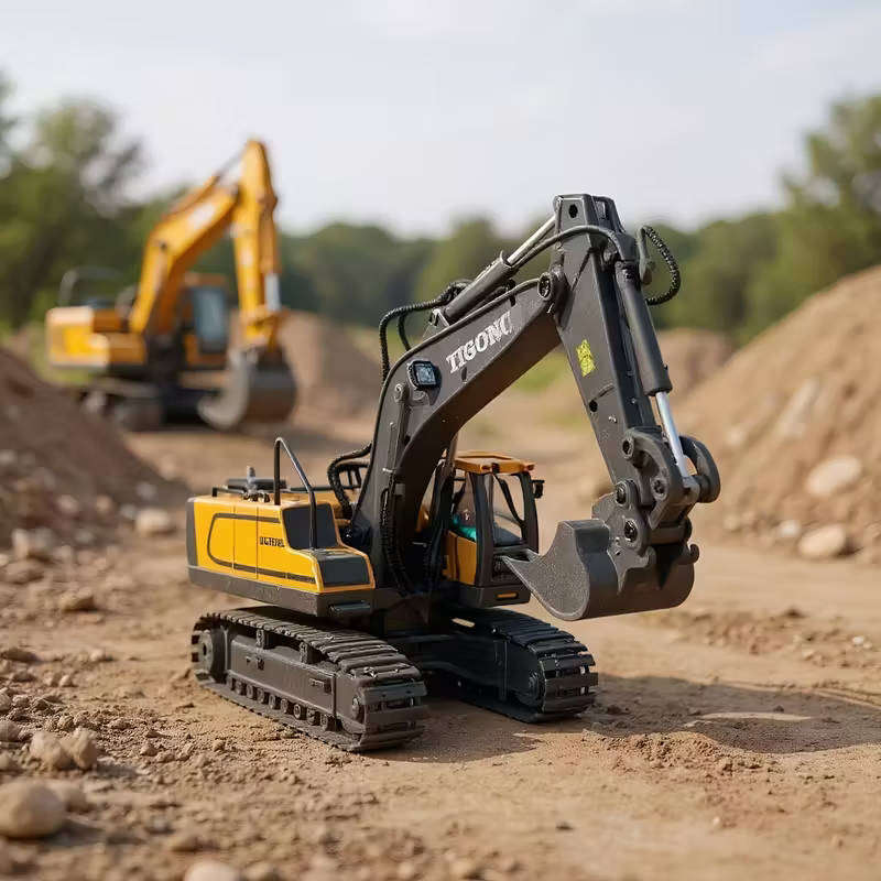 RC Excavator Toy  11CH Hydraulic Arm with Alloy Bucket & Sand-Climbing Power