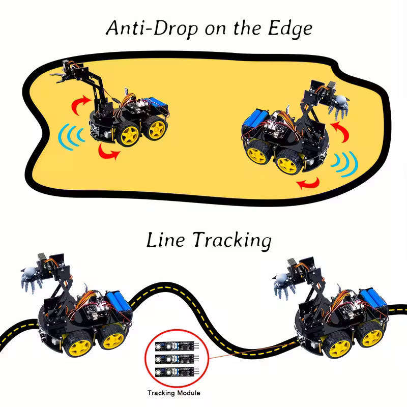 Arduino 4WD Robot Arm Car Learning Kit