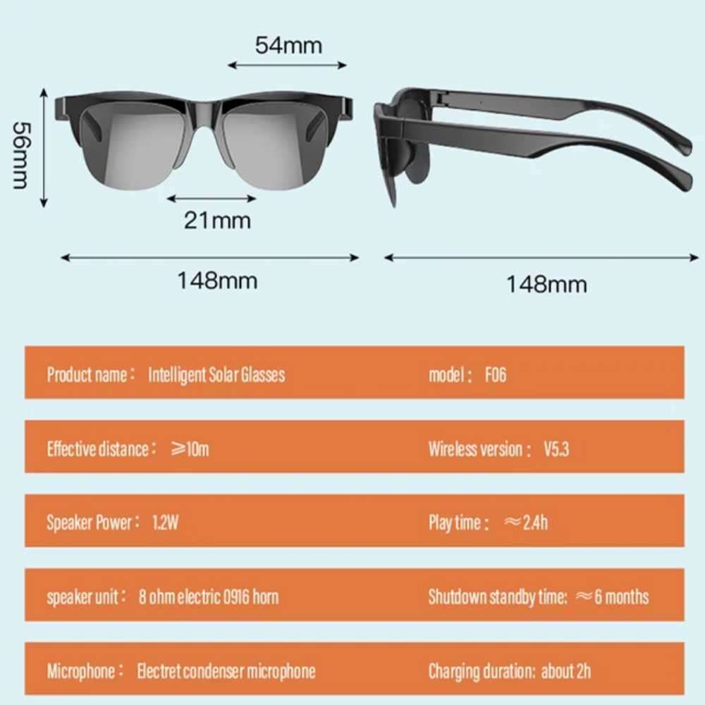 Smart glasses, Bluetooth operated sunglasses