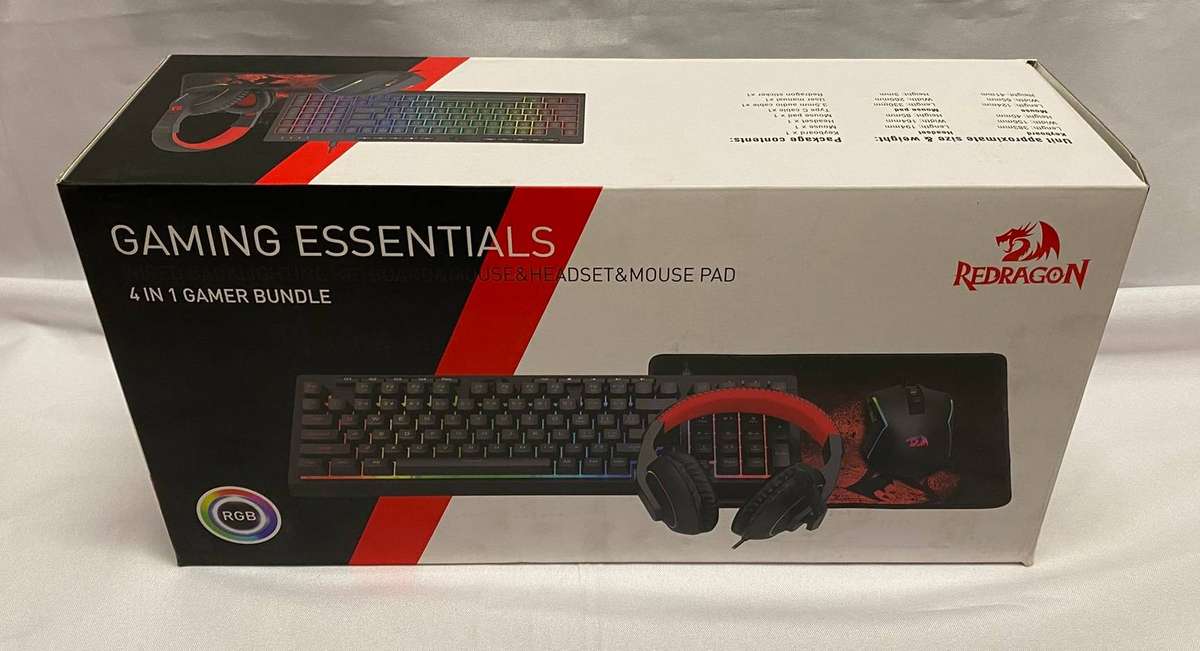 Redragon Gaming Essentials 4-in-1 Gamer Bundle (Keyboard, Mouse, Headset & Mouse Pad)