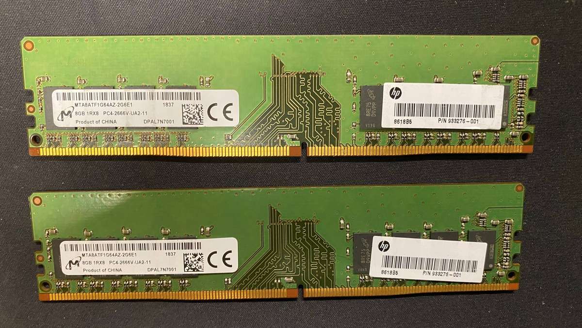 2x Micron 8GB DDR4 Desktop RAM modules 16GB Total