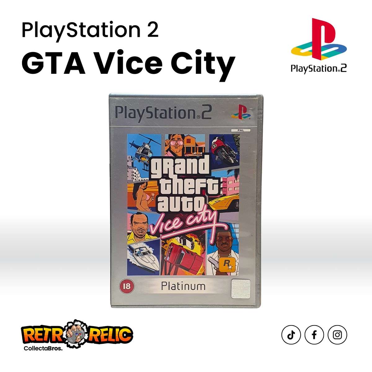 PlayStation Two  Grand Theft Auto Vice City Platinum (PS2) videogame - Pre-Owned