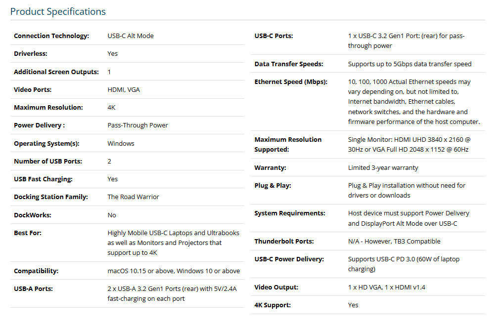 Kensington USB Mobile Dock with Pass-through charging