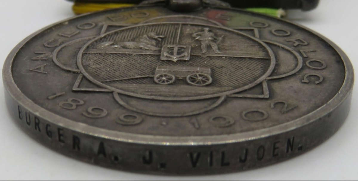 Anglo boer war medal 1899-1903 Named to Burger A.J Viljoen