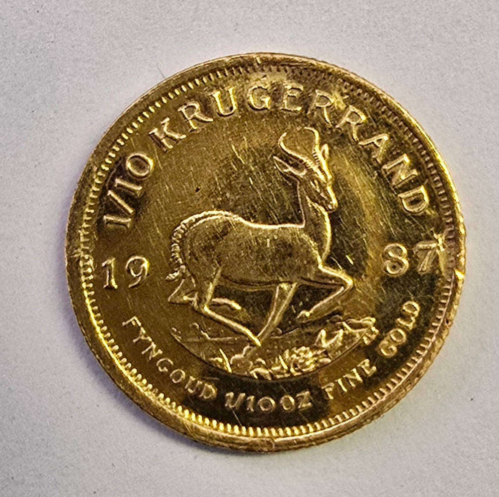 Gold 1987 Krugerrand 22ct 1/10 oz
